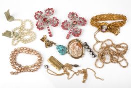 A collection of 19th century and later costume jewellery.