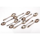 A set of six Victorian silver 'apostle' teaspoons and five old English pattern teaspoons.