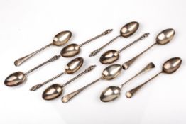 A set of six Victorian silver 'apostle' teaspoons and five old English pattern teaspoons.