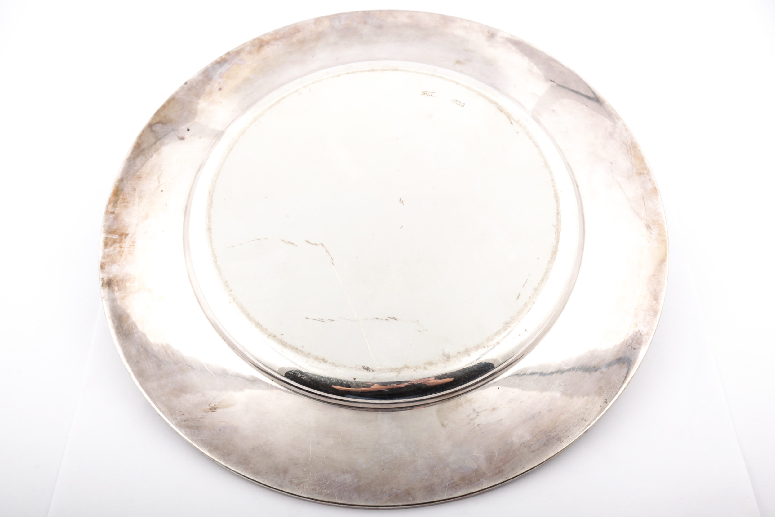 A Continental .830 standard round salver with a fine beaded band. - Image 3 of 4