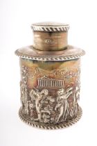 A late Victorian silver tea caddy/canister.