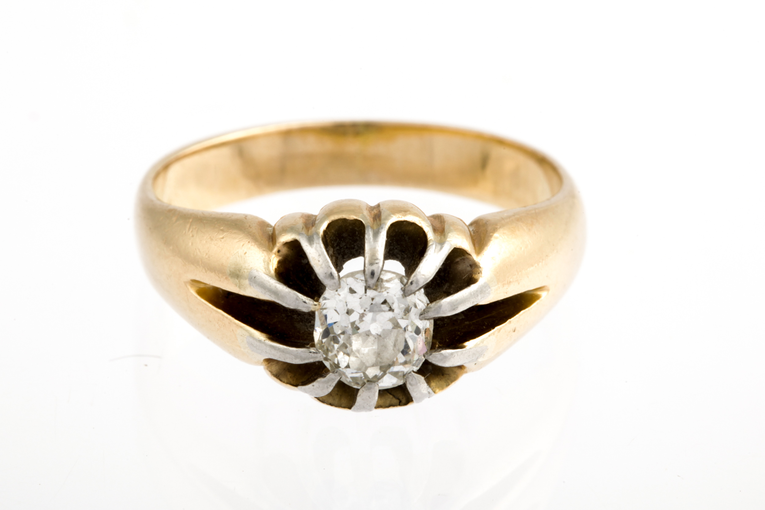 An early 20th century gold and diamond solitaire gypsy ring. - Image 3 of 3