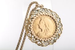 A Victorian half-sovereign, 1897, later mounted as a pendant.