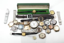 A collection of miscellaneous wristwatches and a plated open face pocket watch.