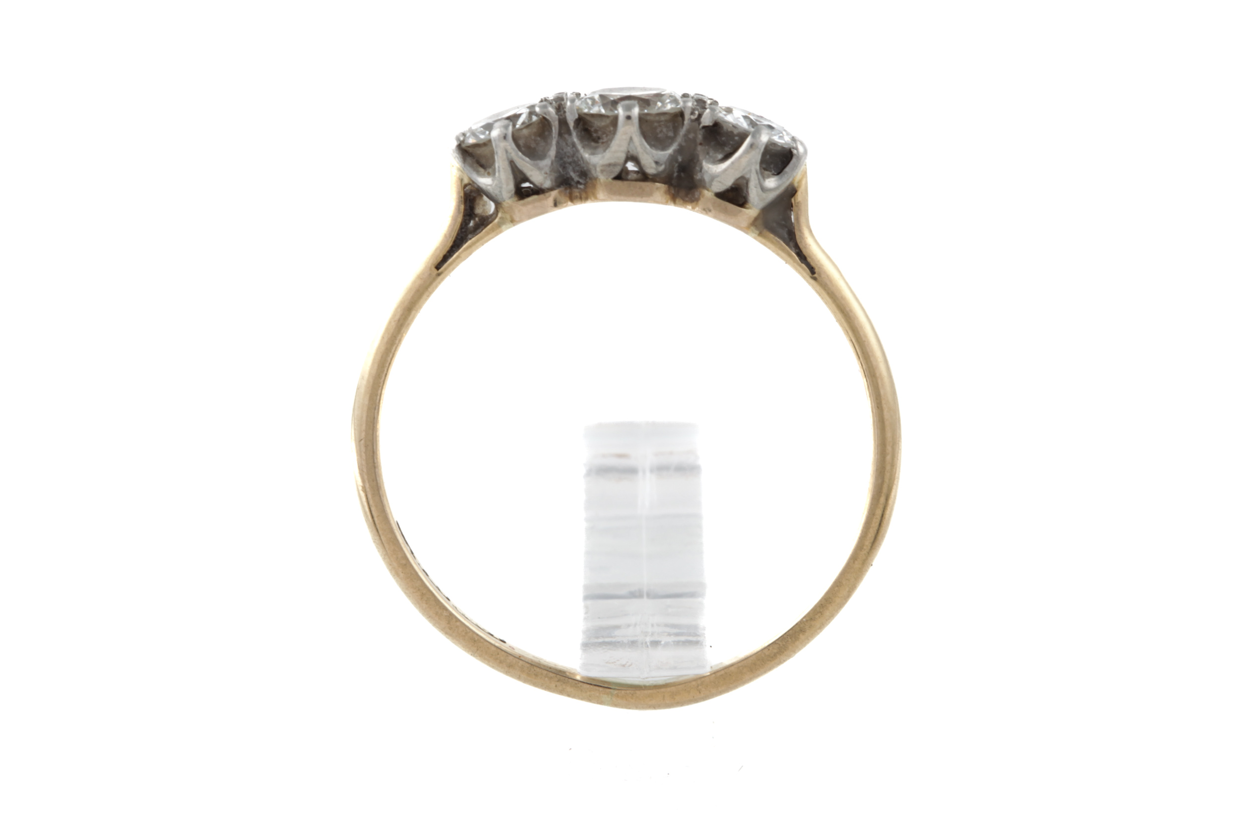An early/mid-20th century gold and diamond three stone ring. - Image 2 of 5