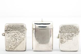 Three Victorian and later silver vesta or match cases.