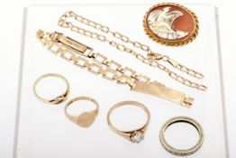 A collection of vintage gold jewellery, some gem set.