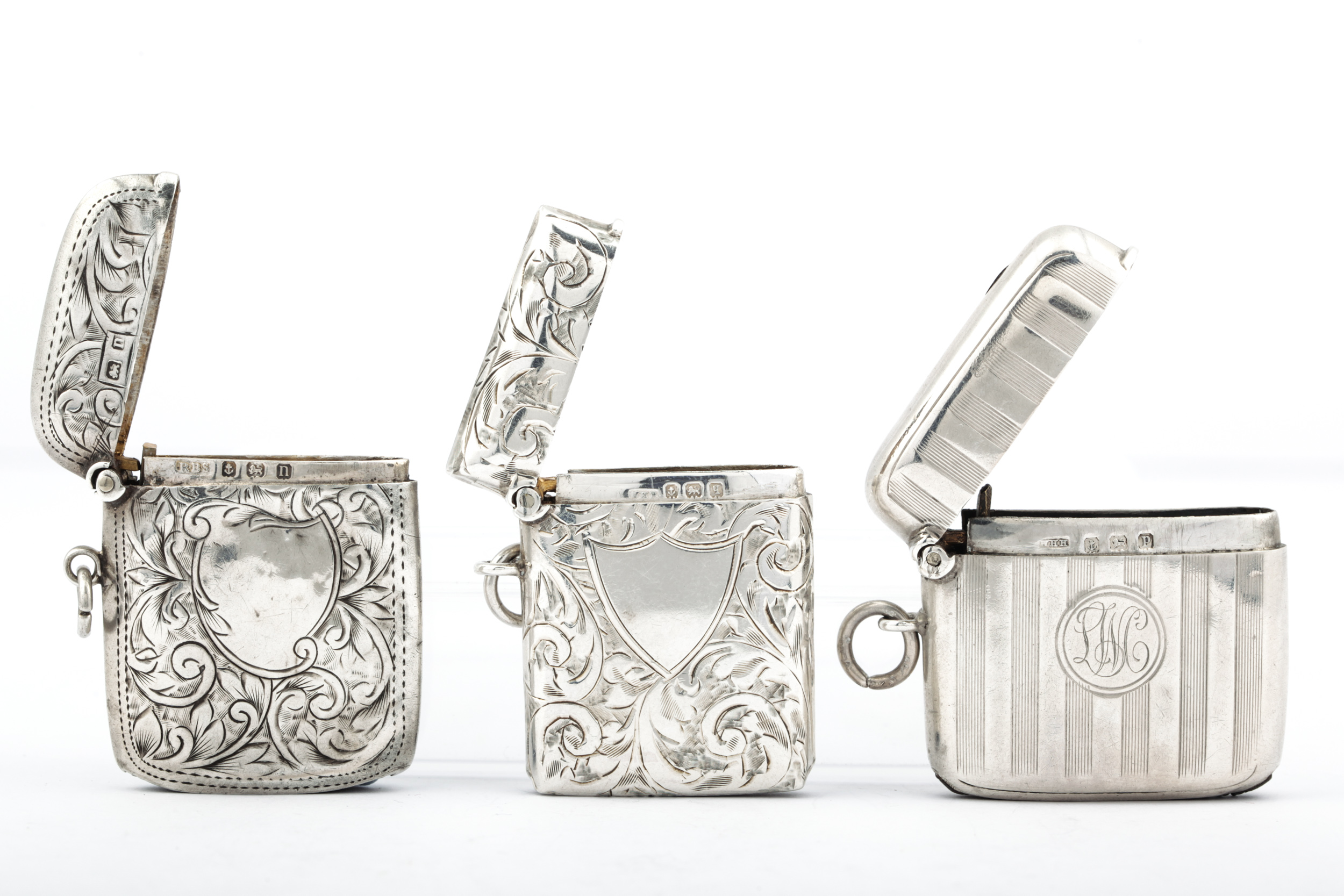 Three early 20th century silver vesta or match cases. - Image 2 of 6