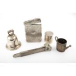 A small collection of Victorian and later silver, to include a table bell.