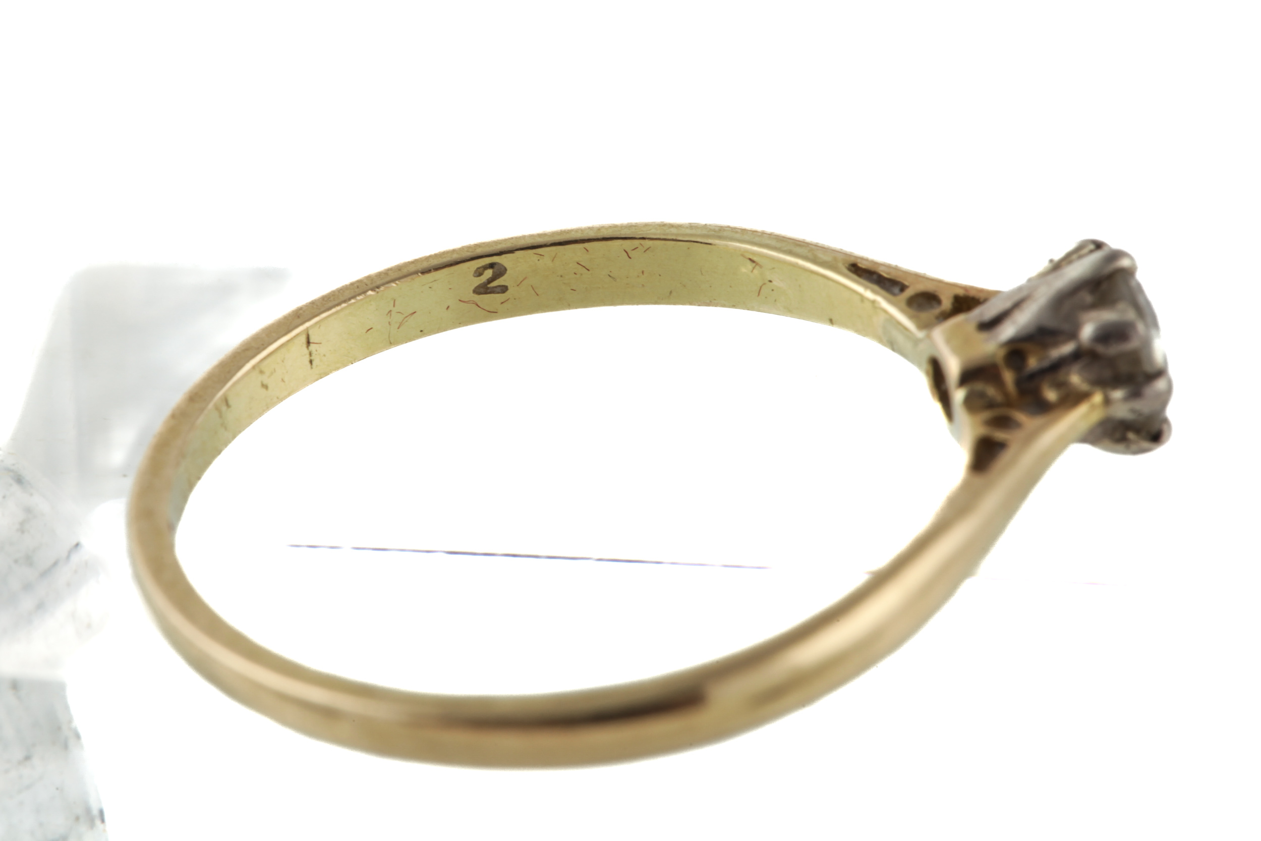 A mid-20th century gold and diamond solitaire ring. The round brilliant approx. 0. - Image 5 of 6