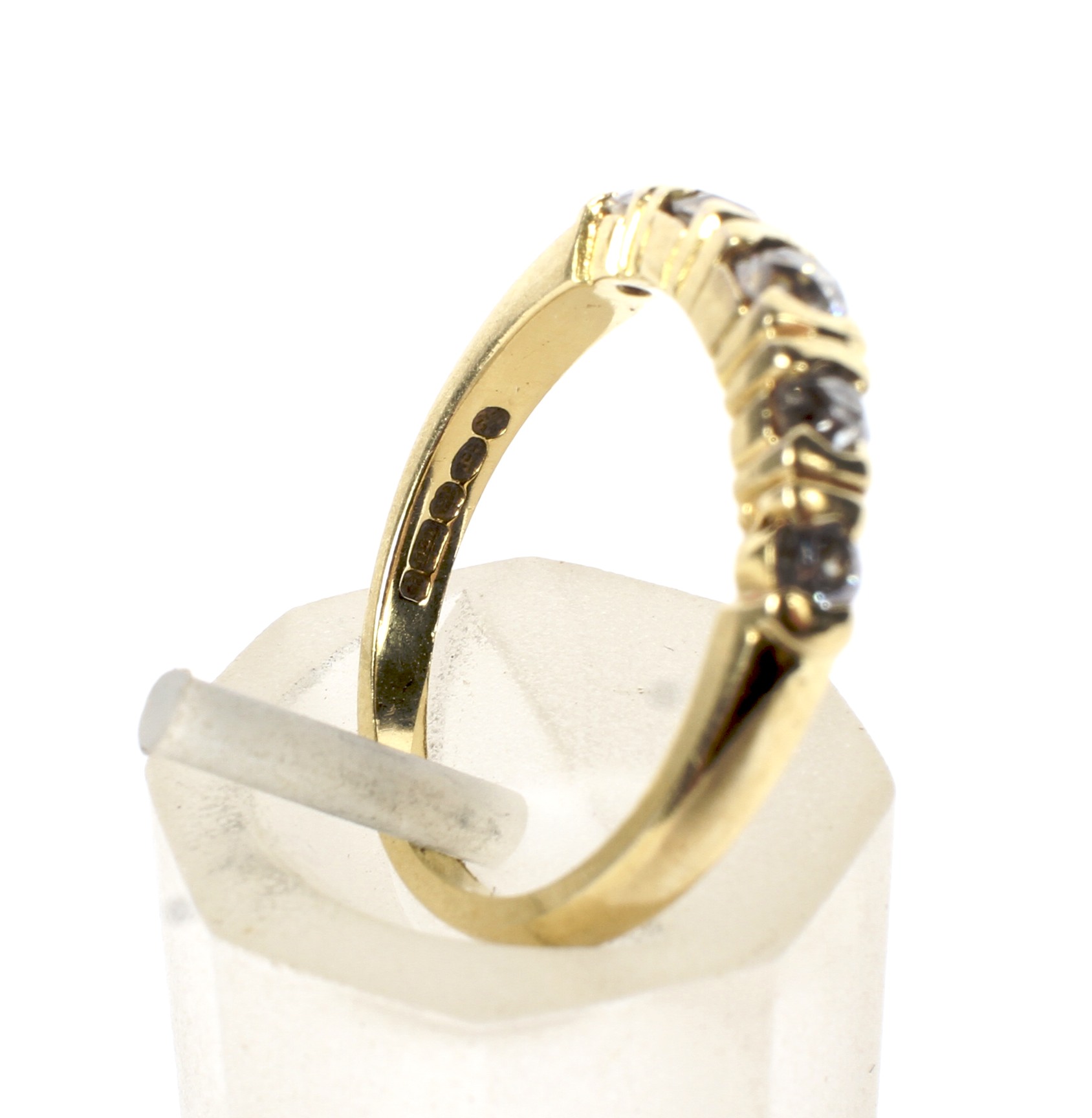 A modern 18ct gold and diamond five stone ring. The graduated old-cut stones approx. 0. - Image 2 of 10