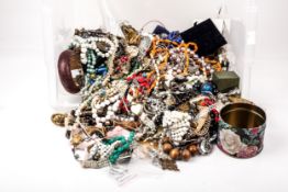 A large collection of mostly vintage costume jewellery and other items.