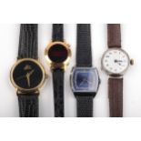 Four vintage lady's wristwatches. Comprising; a silver cased round wristwatch circa 1918.