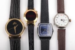 Four vintage lady's wristwatches. Comprising; a silver cased round wristwatch circa 1918.