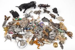A collection of animal and insect costume jewellery including dogs and cats.