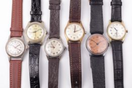 Six 1930s and 1940s mid-size wristwatches.