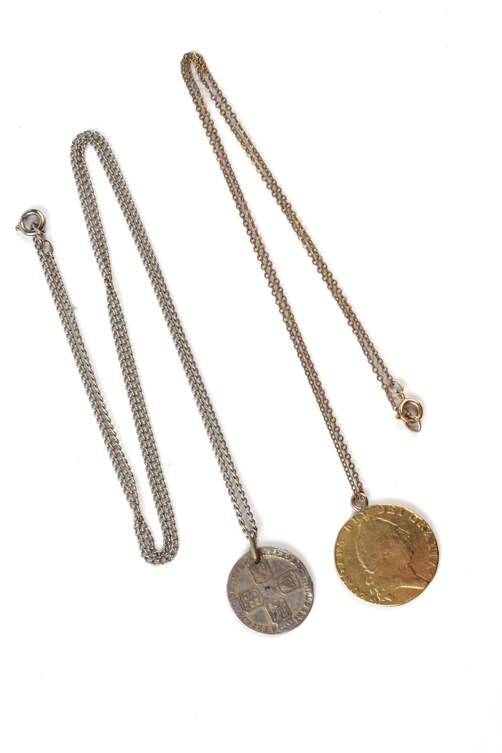 A George III gold 'Spade' type guinea 1790, with a soldered pendant loop. Approx.
