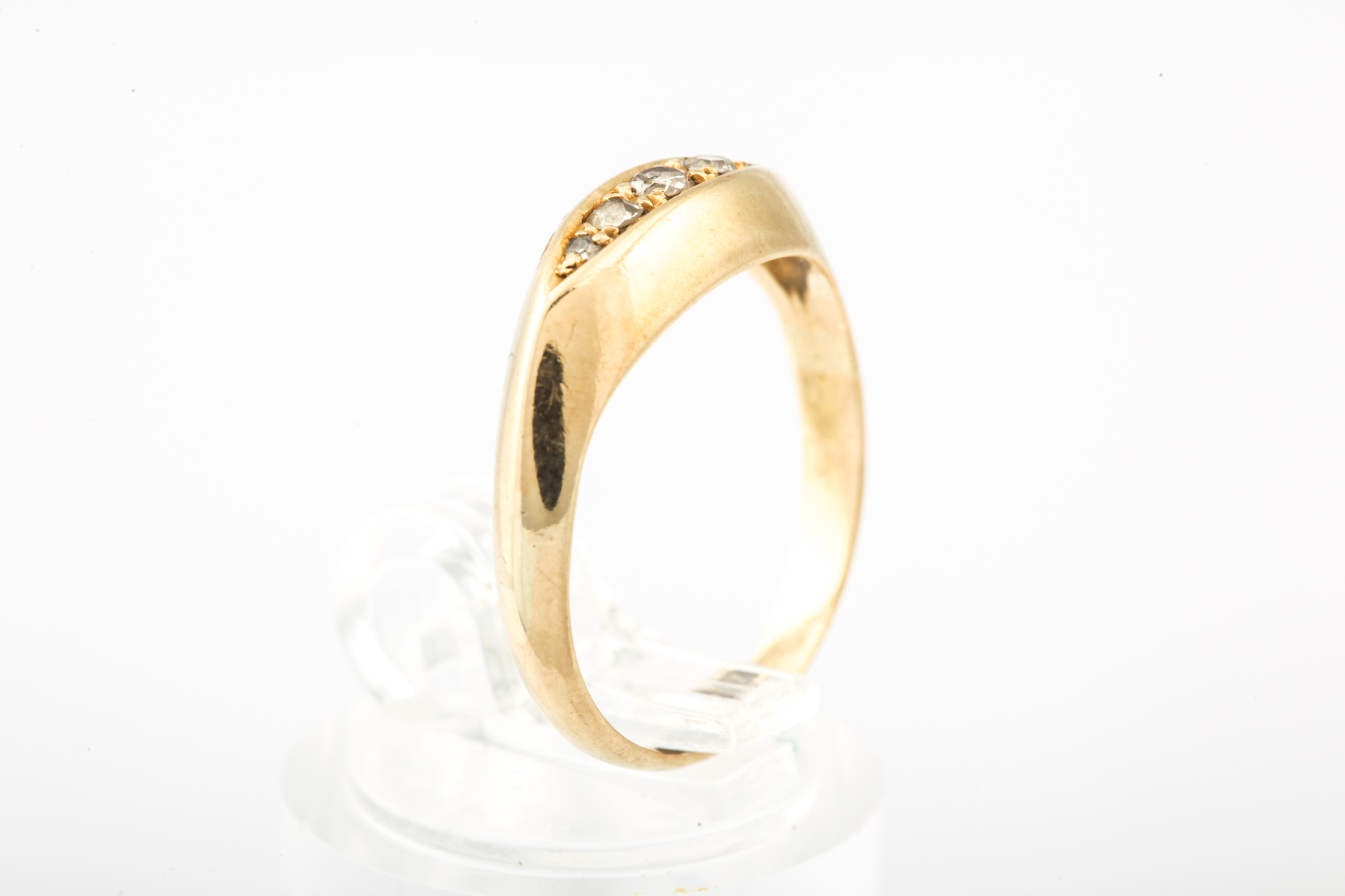 An early 20th century 18ct gold and small diamond five stone gypsy ring. - Image 3 of 5