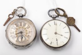 Two Victorian silver open face pocket watches.