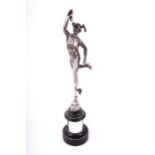 A silver figure of 'Flying Mercury' after Giovani Bologne.