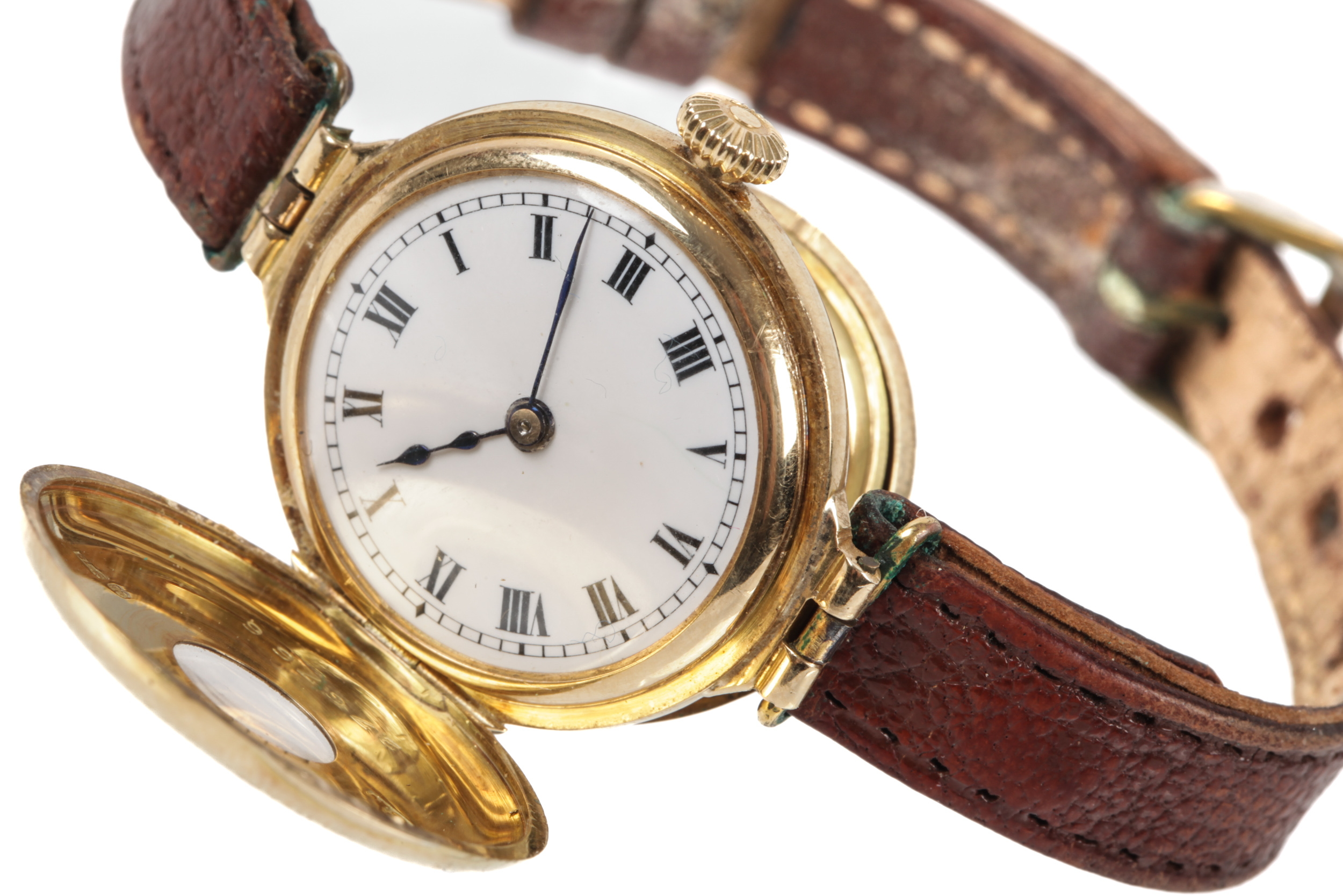 A lady's 18ct gold half-hunter cased wristwatch, circa 1915. - Image 3 of 13