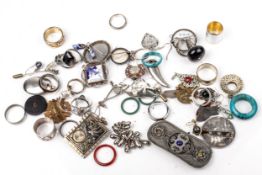 A collection of costume jewellery and other items.