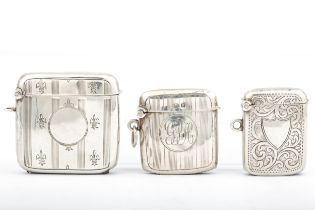 Three early 20th century silver vesta or match cases.
