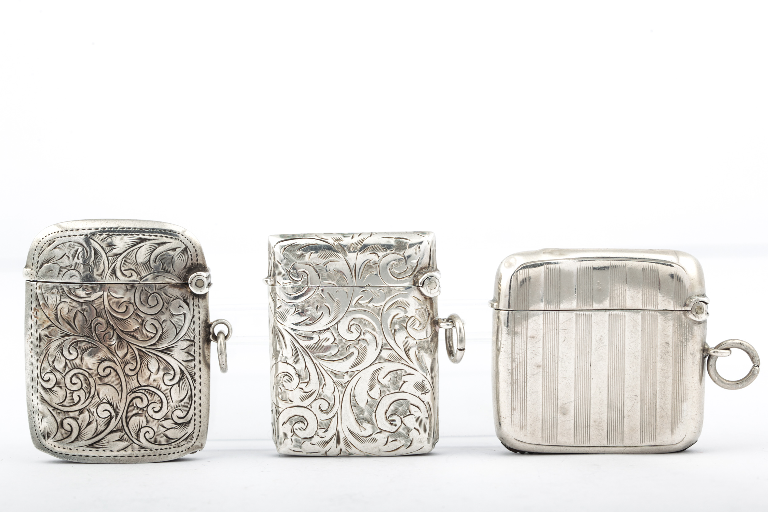 Three early 20th century silver vesta or match cases. - Image 3 of 6