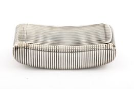 A George III silver reeded concave oblong snuff box.
