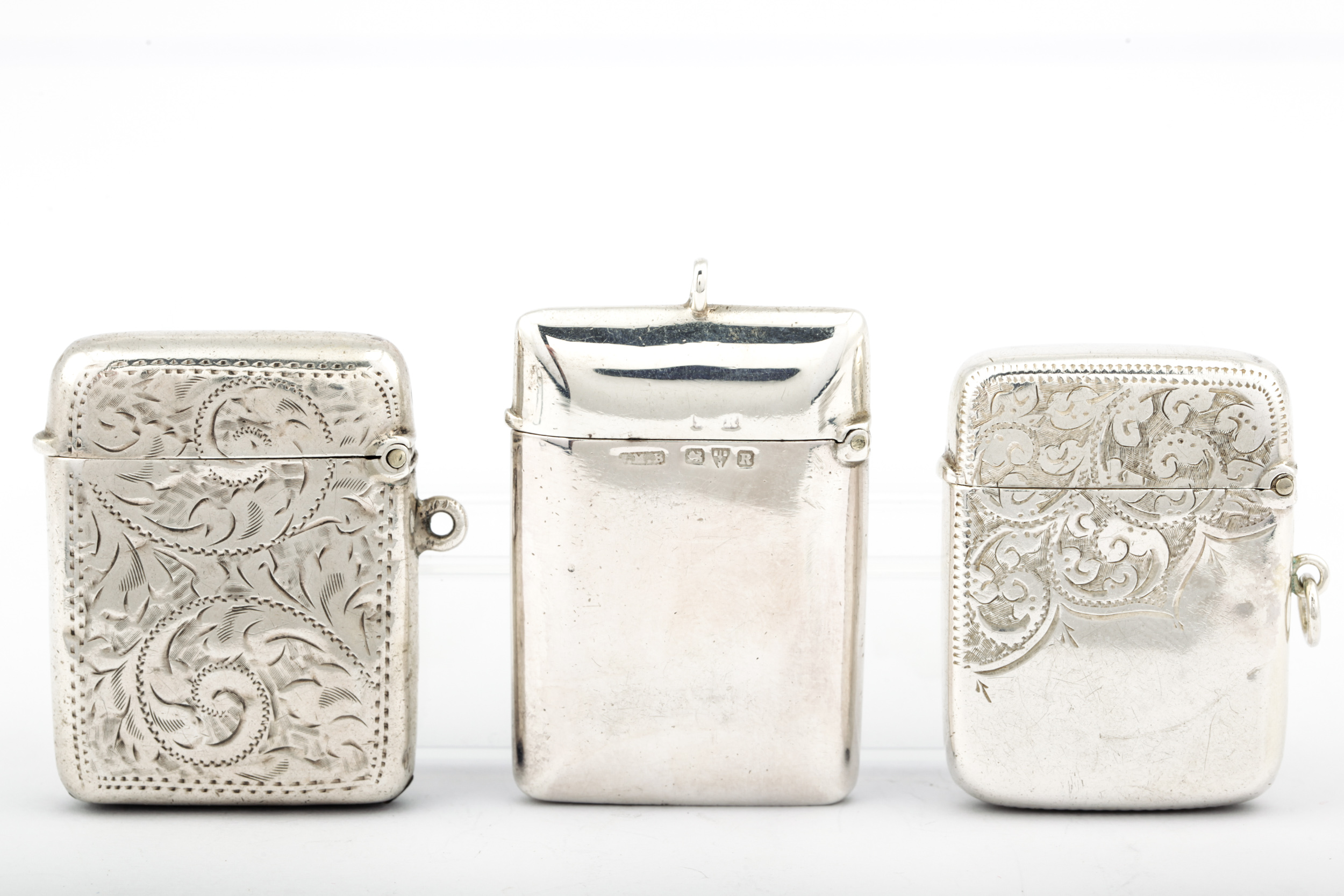 Three Victorian and later silver vesta or match cases. - Image 3 of 6