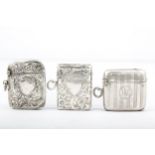 Three early 20th century silver vesta or match cases.