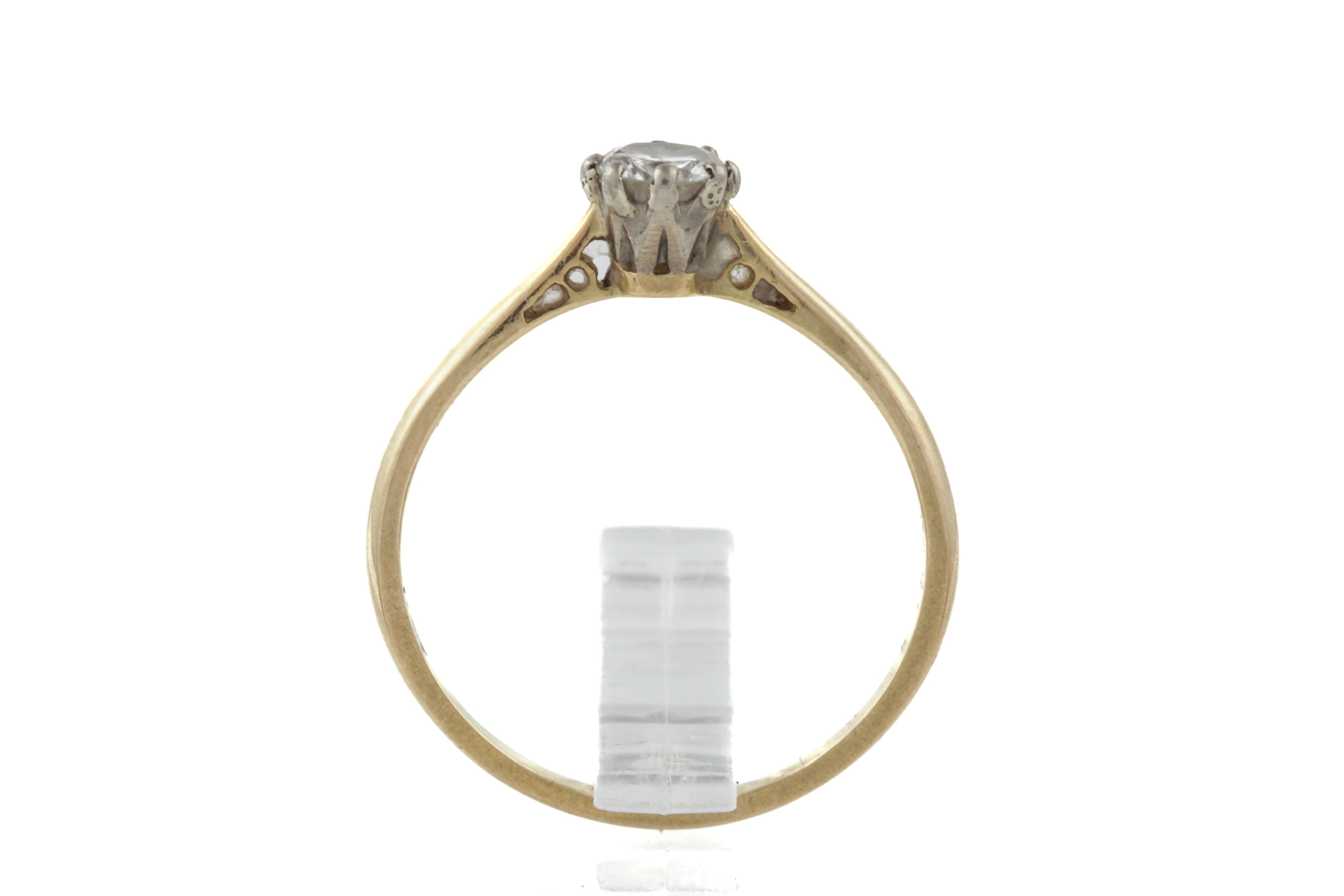 A mid-20th century gold and diamond solitaire ring. The round brilliant approx. 0. - Image 2 of 6