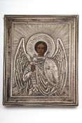 A late 19th century Russian silver-mounted icon.