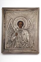 A late 19th century Russian silver-mounted icon.