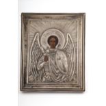A late 19th century Russian silver-mounted icon.