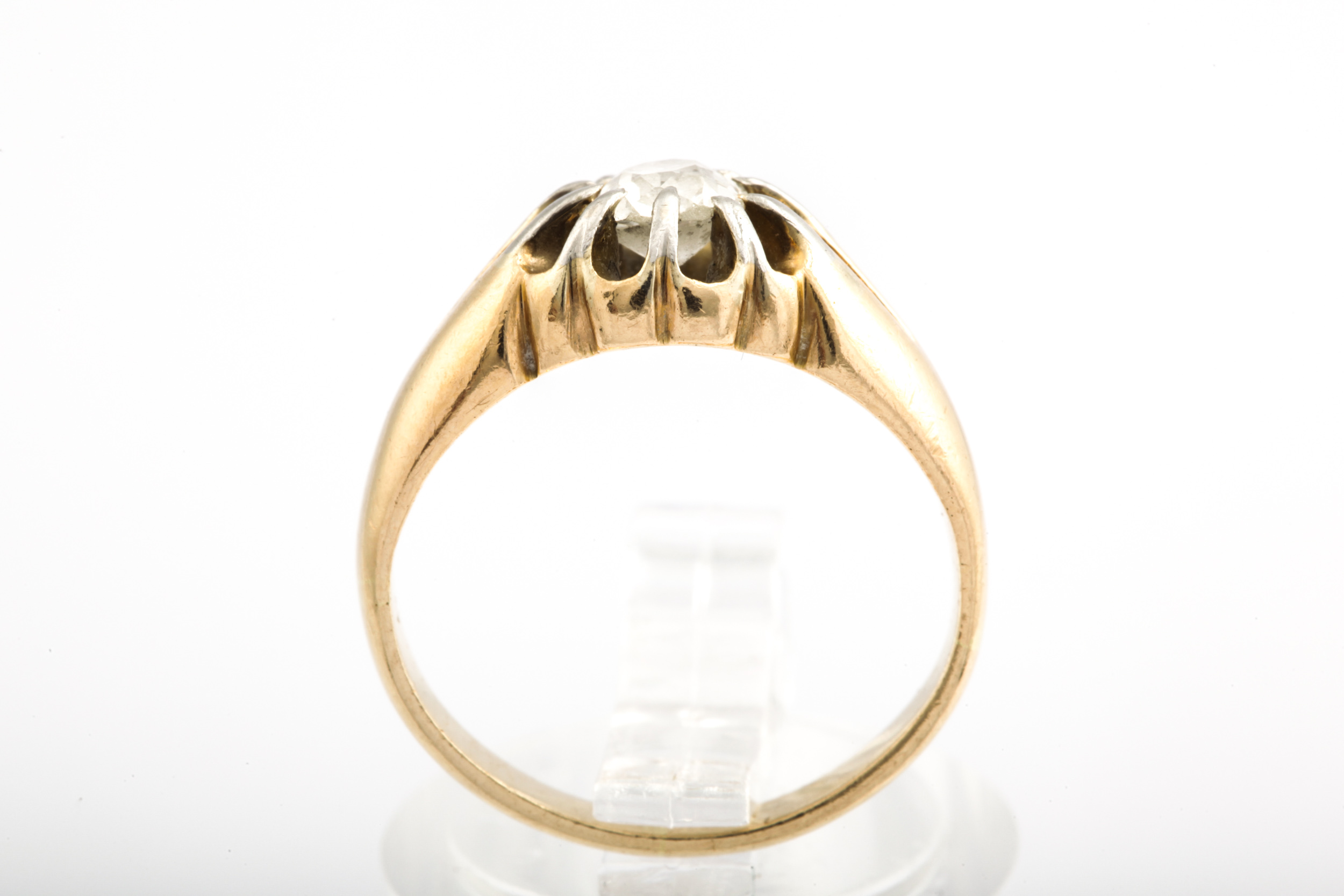 An early 20th century gold and diamond solitaire gypsy ring. - Image 2 of 3