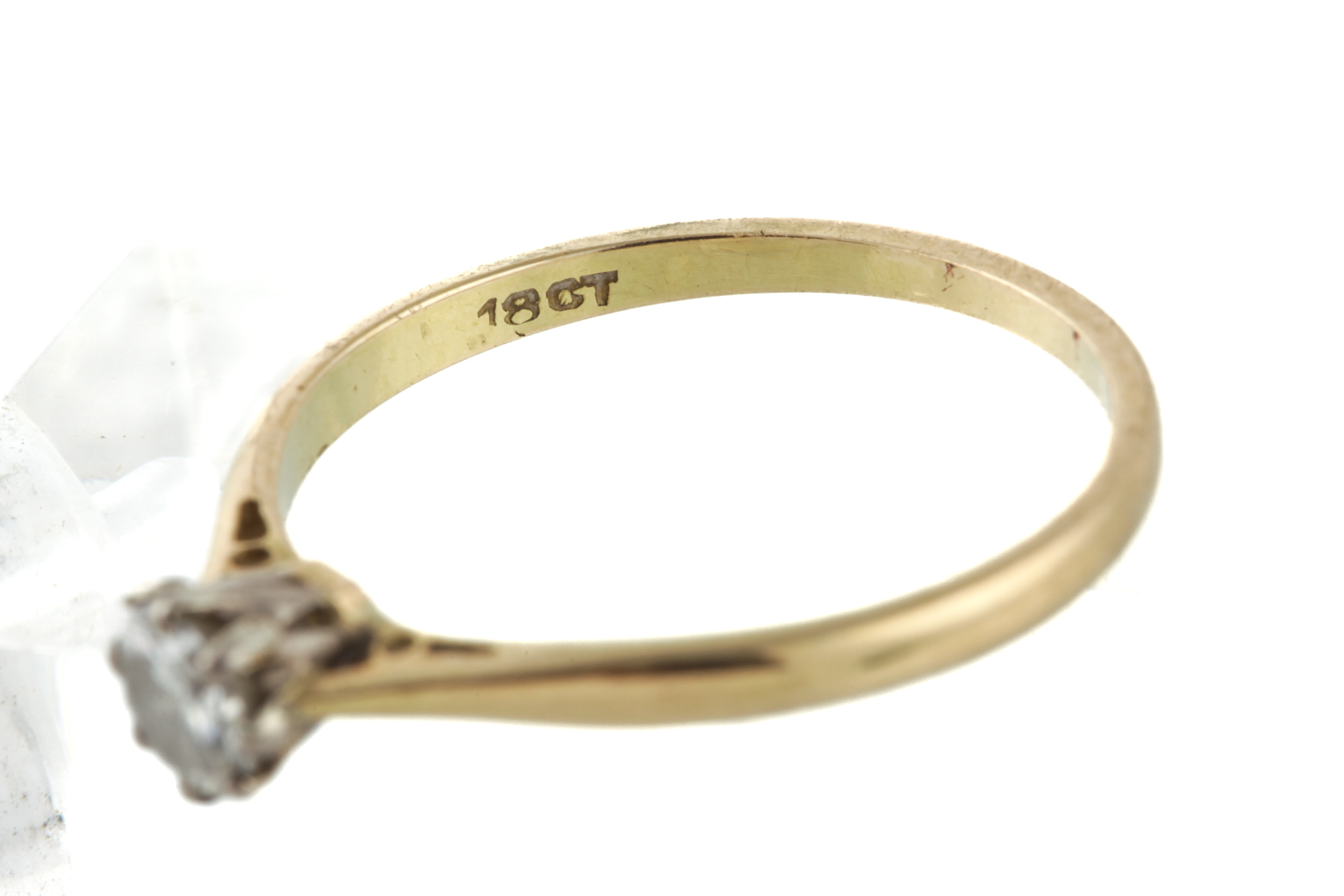 A mid-20th century gold and diamond solitaire ring. The round brilliant approx. 0. - Image 4 of 6