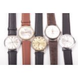 Five vintage gentleman's round wristwatches.