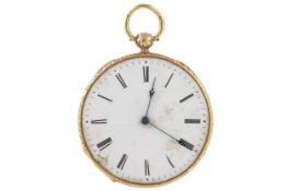 A late 19th century French gold open face pocket watch.