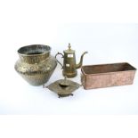 A collection of assorted vintage copper and brassware.