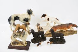 Collection of assorted Afghan hound dog figures. Including ceramic, glass and resin. Max. H25.