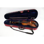 A Stentor Student II half size violin and bow.