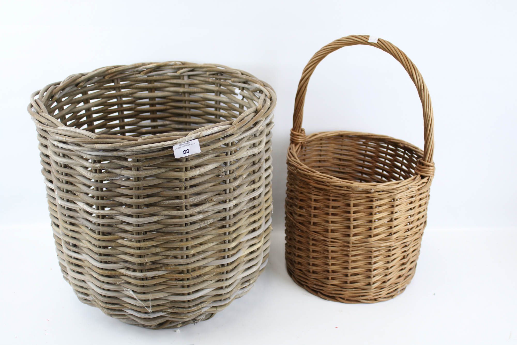 Two wicker baskets.