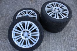 A set of four Mercedes Benz alloy wheels and tyres. 235/45ZR17.