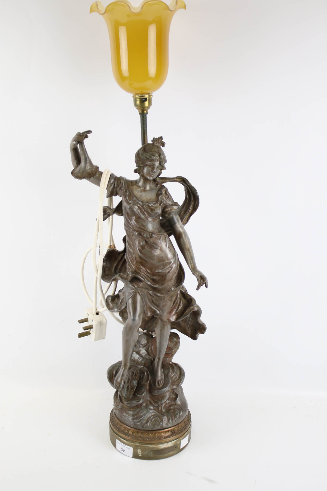 A spelter figural lamp.