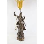 A spelter figural lamp.