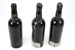 Three bottles of Fonseca vintage port, thought to be 1960s. Labels missing, no qty or vol shown.