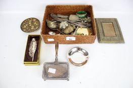 A mixed lot of assorted collectables. Including silver plate, a boatswain's whistle, flatware, etc.