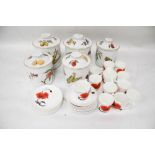 Five Royal Worcester 'Evesham' lidded jars and a Wedgwood Susie Cooper part tea service. Jars Max.