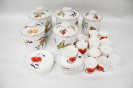 Five Royal Worcester 'Evesham' lidded jars and a Wedgwood Susie Cooper part tea service. Jars Max.
